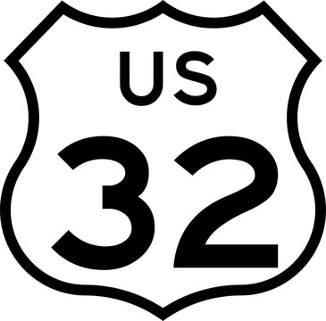 US Route 32 Emblem Badge Background Removed
