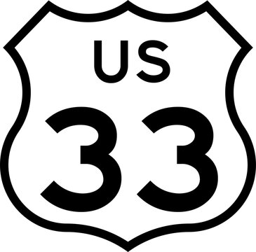 US Route 33 Emblem Badge Background Removed