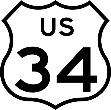 US Route 34 Emblem Badge Background Removed