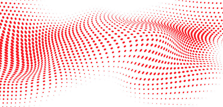 Vibrant red halftone 3D wave pattern vector for sports banner, energetic flyer backdrop