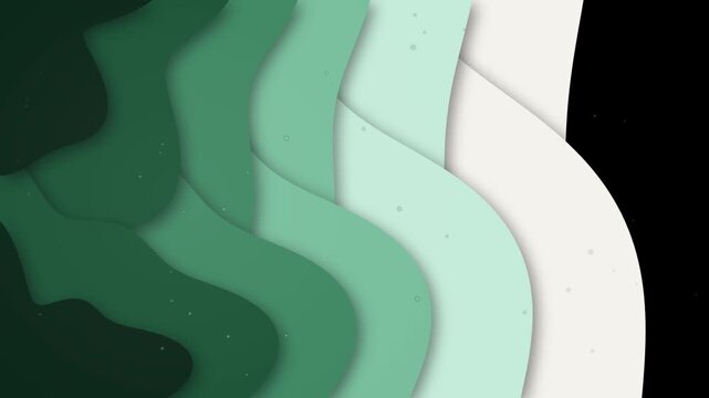 Layered paper cut waves green shades corporate presentation background vector