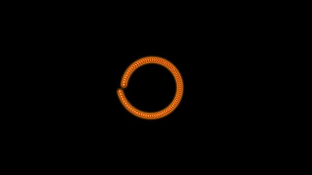 Orange glowing dotted loading circle progress indicator vector graphic