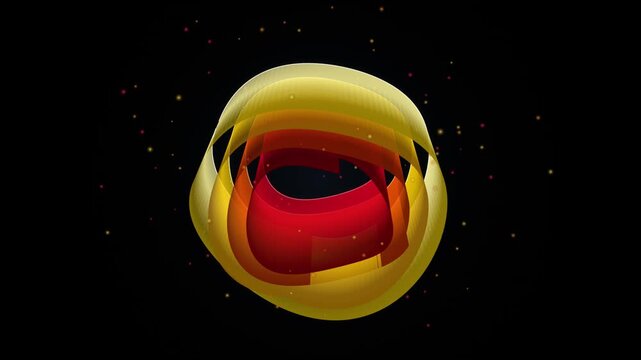 Nested glowing ribbons in warm red orange and yellow colors abstract vector