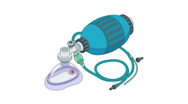3D Isometric Bag Valve Mask Manual Resuscitator Medical Equipment