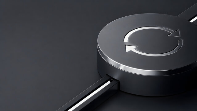 Circular metallic connector with reload symbol and lighting cables