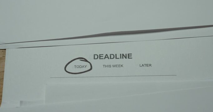 Person circles Today on a Deadline priority scale with Today, This Week and Later options, representing urgency and time management.