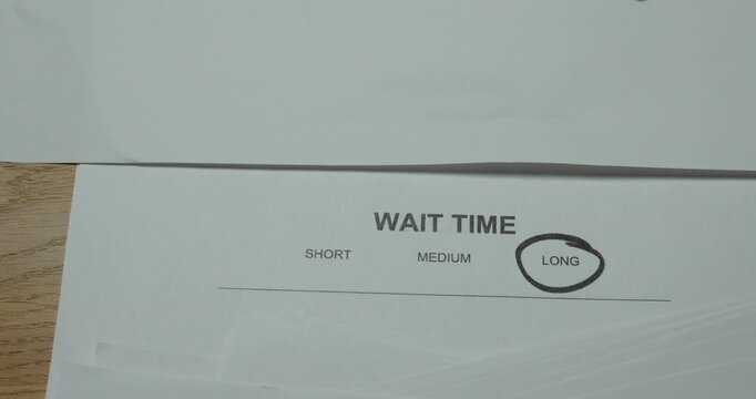 Person circles Long on a Wait Time scale with Short, Medium and Long options, representing a long waiting period or service delay.