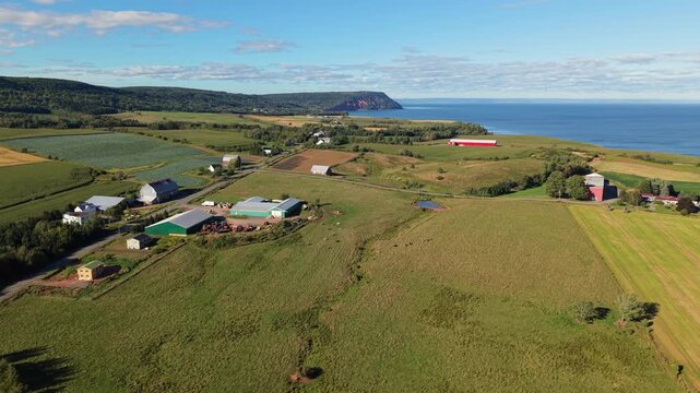 Stunning aerial view of clay cliffs and ocean at Houston's Beach, NS