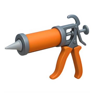 Orange spray gun applying adhesive or sealant