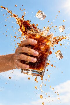 Hand Catching Flying Cola