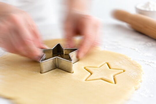 Cutting Star Shaped Cookies from Rolled Dough