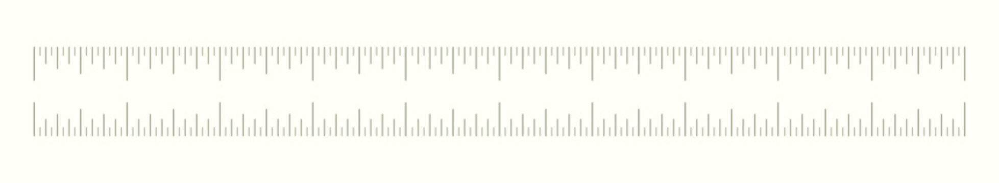 Ruler scale with 10 inches. Sewing tool template. Length measurement height, math. Measuring chart with ten inches. 