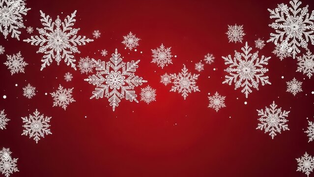 Chrisms Red Delicate snowflakes on a deep maroon pixelated canvas