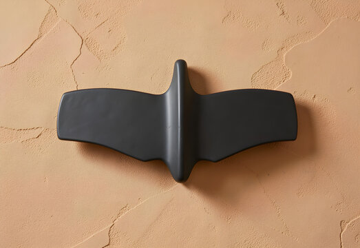 Ceramic bat wall ornament on warm plaster