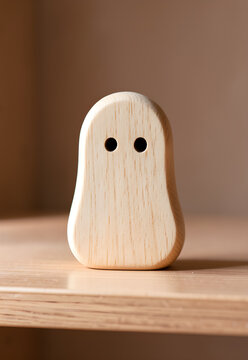 Ghost shaped wooden shelf ornament