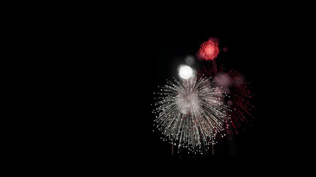 Liberia Flag Color Fireworks Left Copy Space 3D Animation