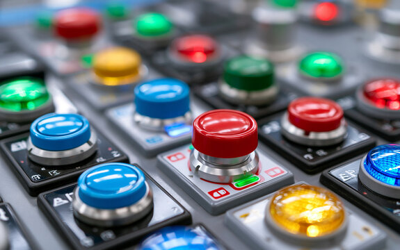 collection of controler handle for control panel of modern industrial equipment
