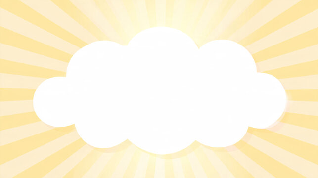 淡い黄色の放射線と大きな白い雲形吹き出しを組み合わせたやさしいポップ背景
