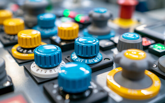 collection of controler handle for control panel of modern industrial equipment