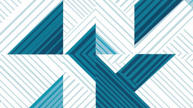 Abstract Geometric Design: A striking abstract pattern featuring interlocking geometric shapes in shades of teal and white, with a dynamic interplay of lines and solid forms creating a modern.