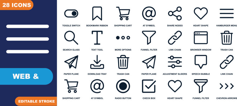 21 web content icons vector illustration