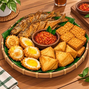fish and chips tempe tahu tofu egg