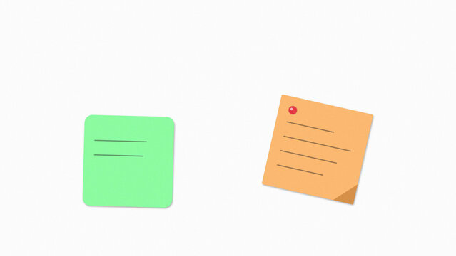Two sticky notes icon with one pinned and one empty isolated on white background