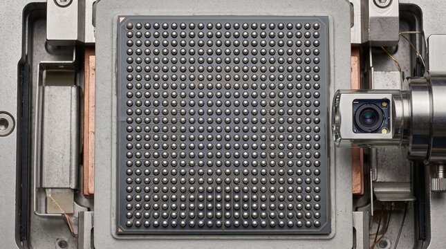 Ball Grid Array Semiconductor Package Under Precision Optical Inspection