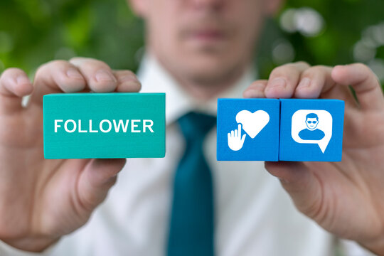 Concept of social media followers. Follow up.
