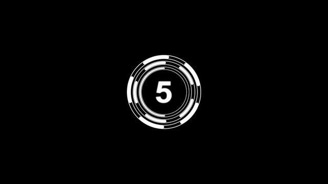 Ten second countdown animation from 10 seconds to 0 seconds on a transparent background, glowing countdown digital clock animation. 10 second countdown timer with alpha channel.
