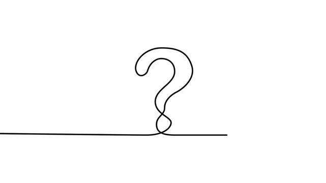 Continuous Line Question Mark Animation on Transparent Background 4K Horizontal Video