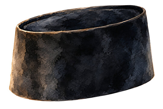 Soft watercolor illustration of a traditional peci cap.