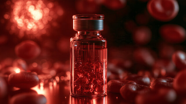 Hemophilia Treatment with Medicine Vial and Blood Drop