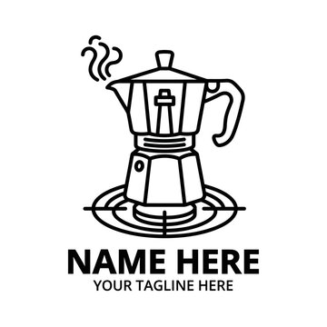 Espresso Maker Logo Icon on White Background