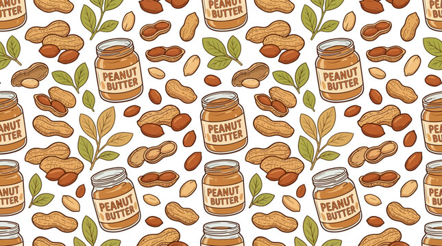 Peanut Butter Jar and Peanuts Pattern