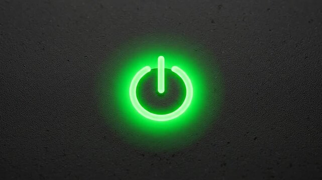 Glowing green power buttons flashing on a dark textured background