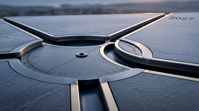 Compass with 2027 marking indicating future direction