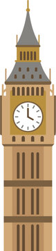 Flat vector illustration of big ben clock tower, a simple clean design element isolated on a white background