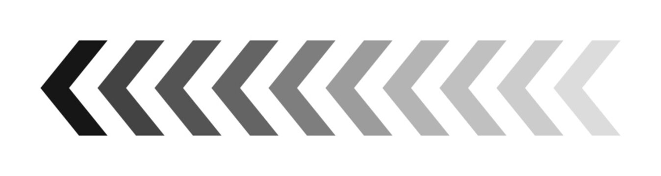 Left arrows symbol chevron web flat icon vector.Directional arrows sign light to dark. Chevron arrow direction pattern.