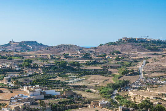 Landscape with hills and cultivated fields, Victoria - Gozo MALTA