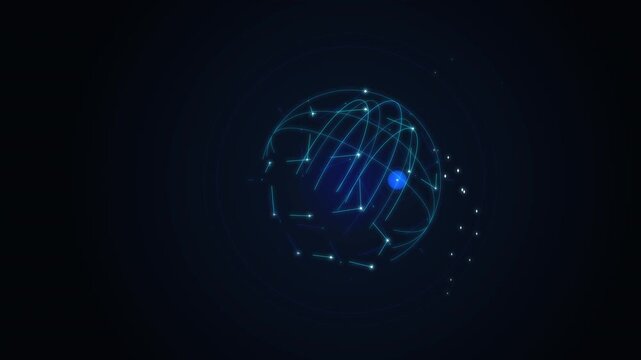 Digital globe technology animation with glowing network connectivity and data lines