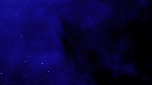 Deep space galaxy video footage featuring vibrant blue nebulas swirling dynamically alongside glittering stars floating slowly through the vast mysterious cosmos during an endless interstellar voyage 