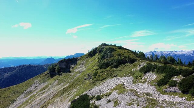 Drone flight over Egelseeh&ouml;rndl, Postalm, Osterhorn Group, Salzkammergut, Province of Salzburg, Austria