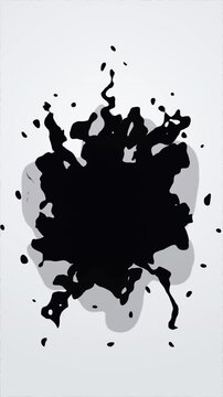 Dynamic black ink splash loop, flowing fluid animation, textured vector shape, abstract stain, dark grunge element