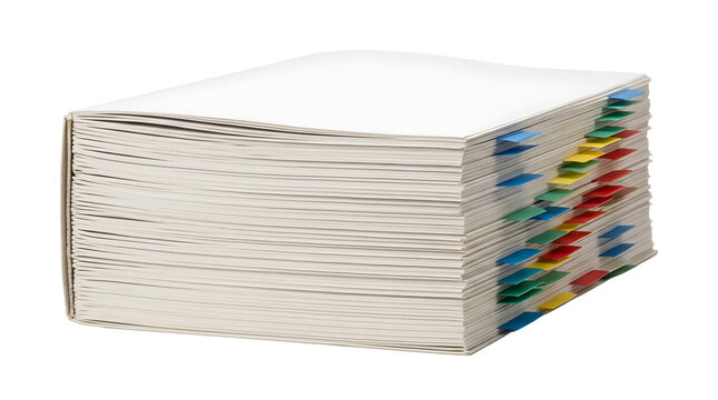 Neatly stacked colorful tabbed documents with organized paper files, concept for financial reporting, audit preparation, and business compliance documentation