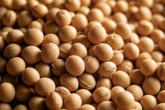 Warm golden brown soybean seeds background with soft lighting
