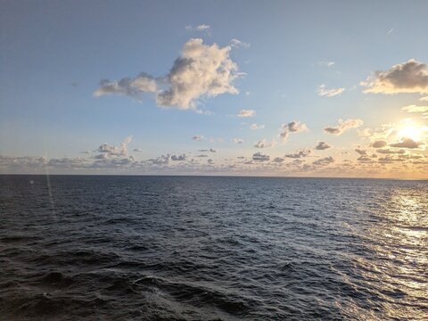 oil tanker at sunset