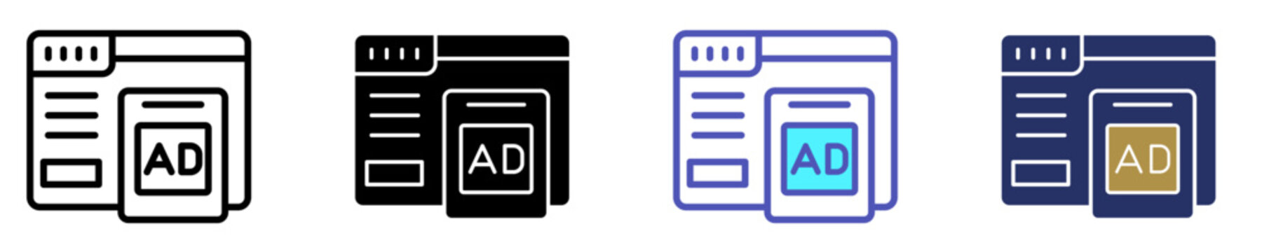 Web Banner Ad Icon Set Multiple Style Collection