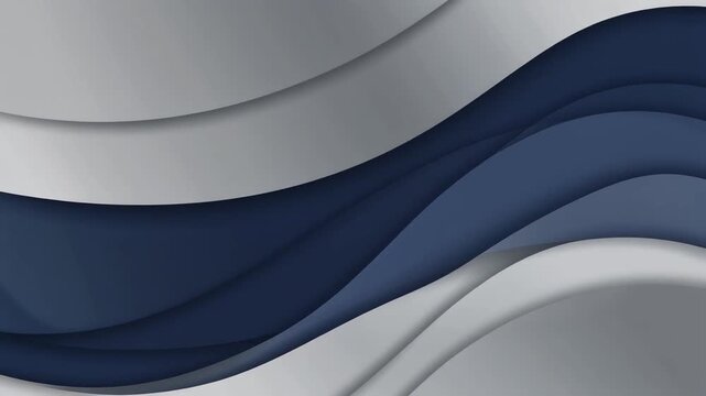 Abstract silver and blue paper cut background with smooth wavy layers for design