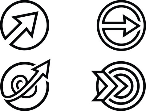 Abstract arrow inside circle logo set for corporate business target marketing growth vector